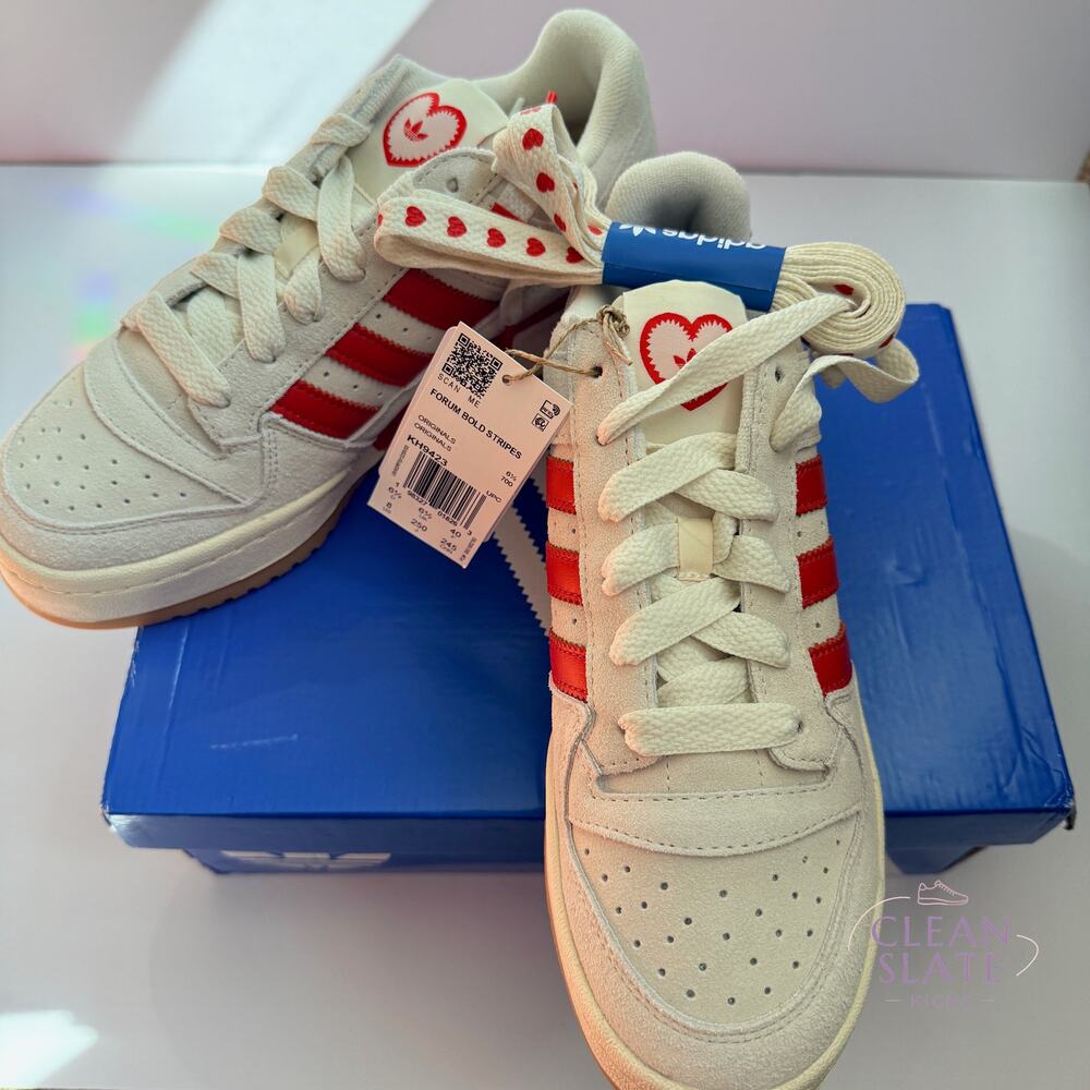 Adidas Forum Bold Stripes White/Red/Pink Women's Size 8
